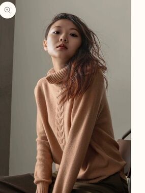 Kiltane L polo neck turtleneck cable knit cashmere sweater